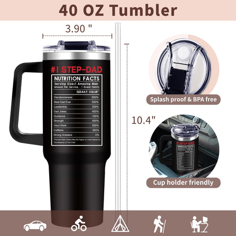 Gooddooes Stepdad tumbler outdoors, ideal for hiking, picnics, and daily adventures.