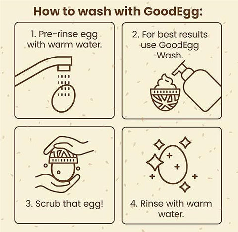 GoodEgg The Original Egg Brush is dishwasher-safe for easy kitchen cleanup.