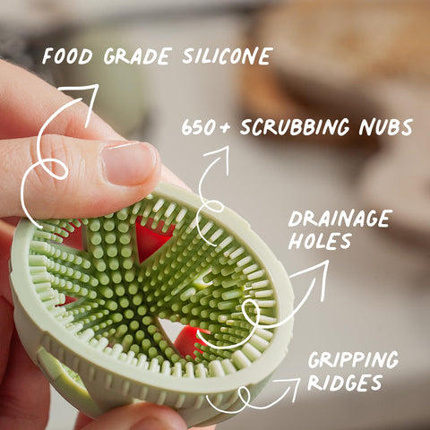 GoodEgg The Original Egg Brush ready for in-kitchen use with fresh eggs.