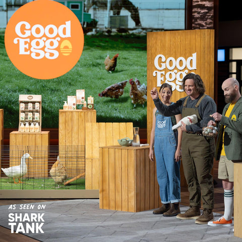 GoodEgg The Original Egg Brush featured in Shark Tank context for backyard eggs.