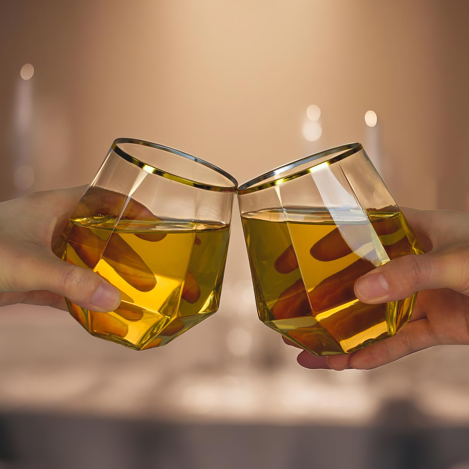 Goodluck 12 oz disposable cocktail glasses ready for serving wine or cocktails.
