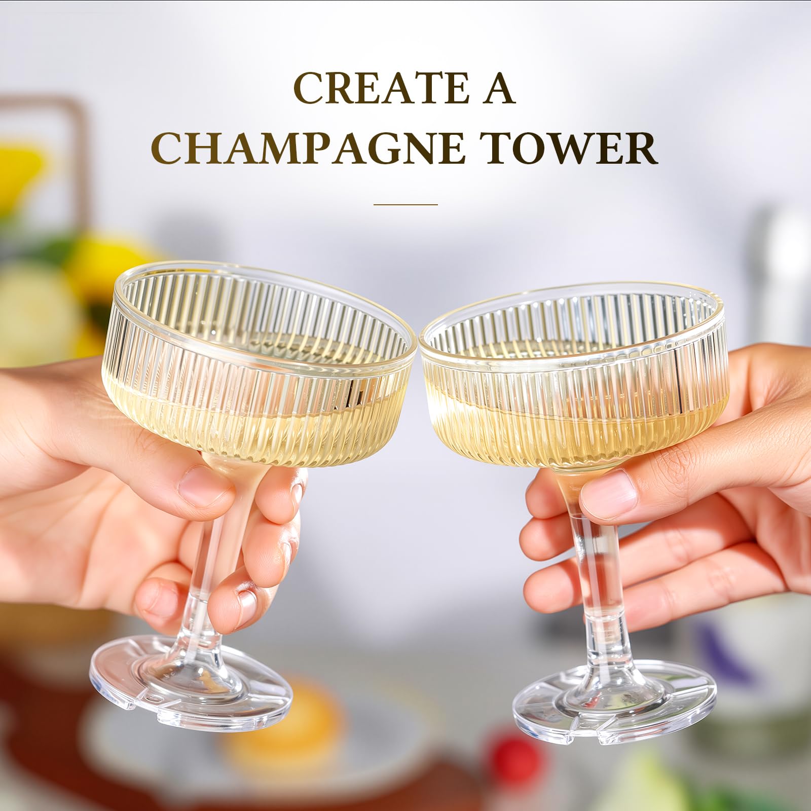 Goodluck 7oz butterfly flutes: clear, elegant glass-like refraction
