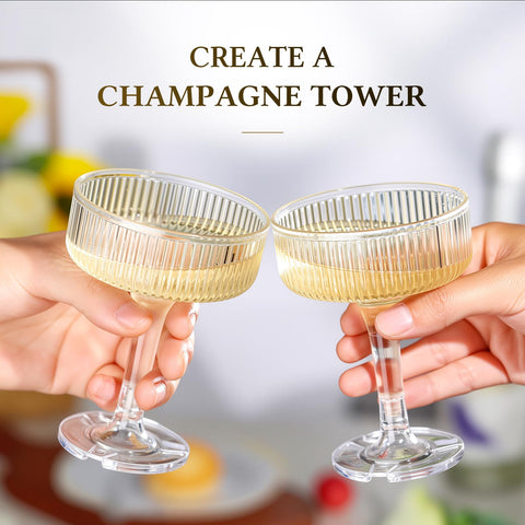 Goodluck 7oz butterfly flutes: clear, elegant glass-like refraction