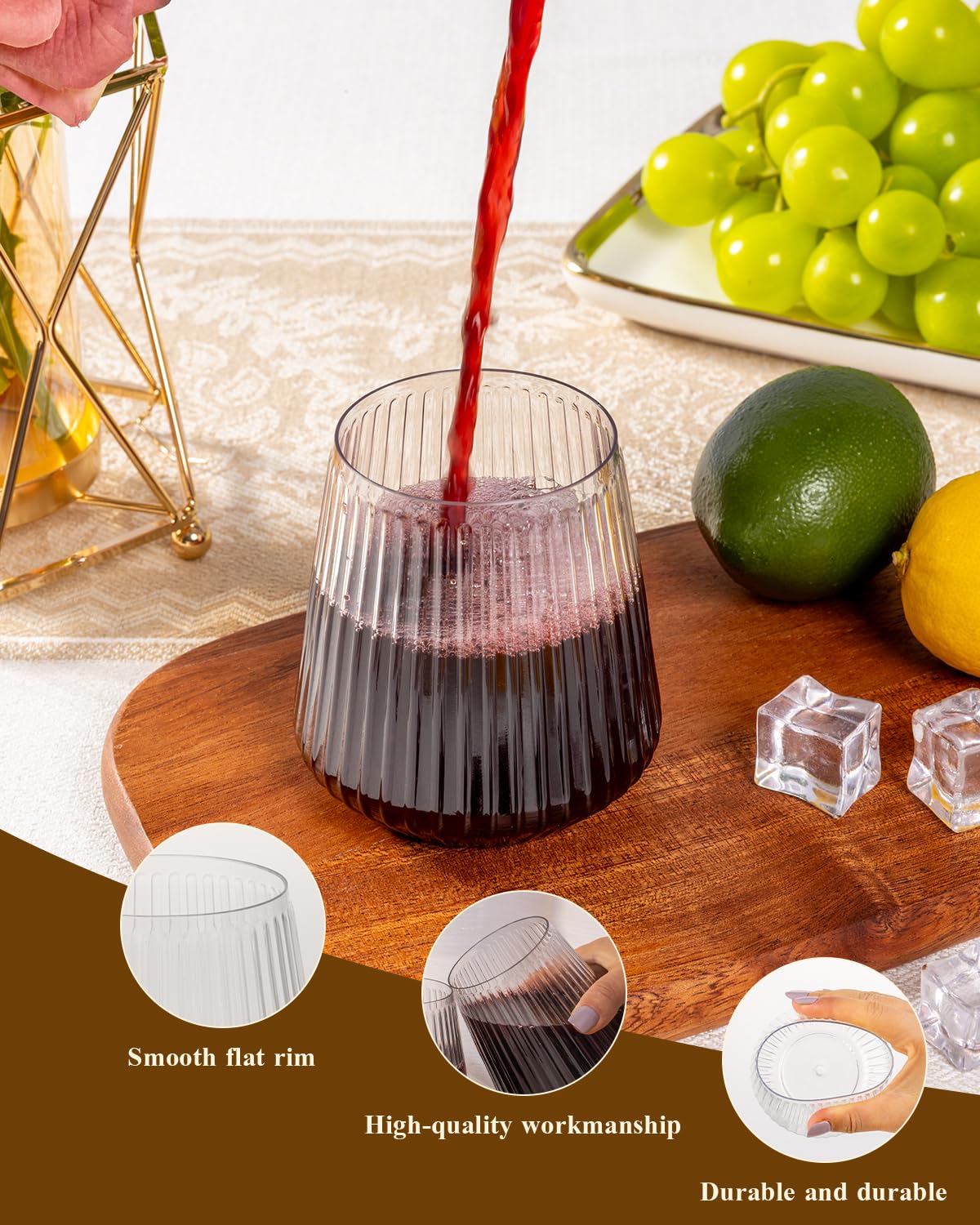 Goodluck durable plastic wine glasses resist busy party service and highlight your table.