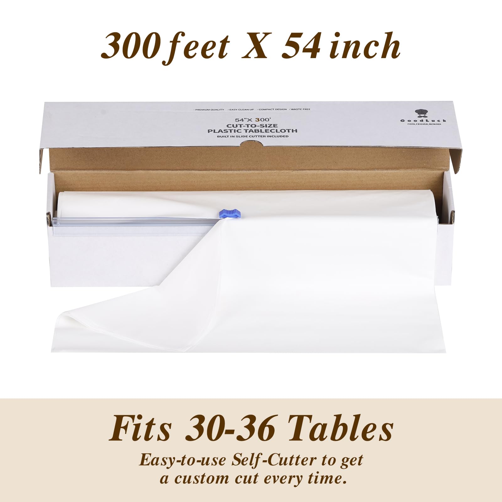 Goodluck easy-cleaning disposable tablecloth makes post-event cleanup fast.