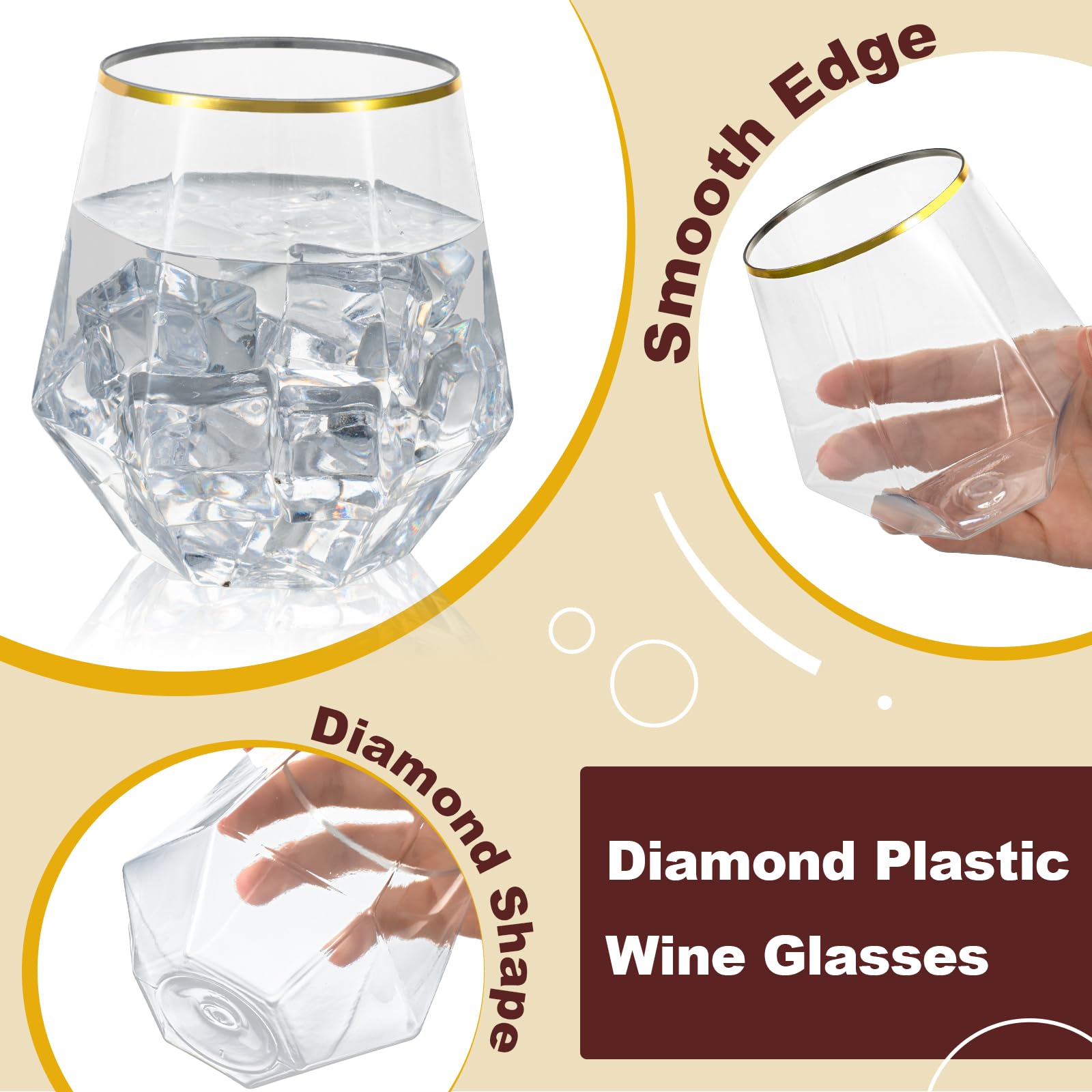 Goodluck gold rimmed disposable cups simplify cleanup after gatherings.
