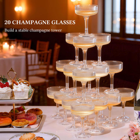 Goodluck vertical-stripe glasses showcase sparkling pours with enhanced light