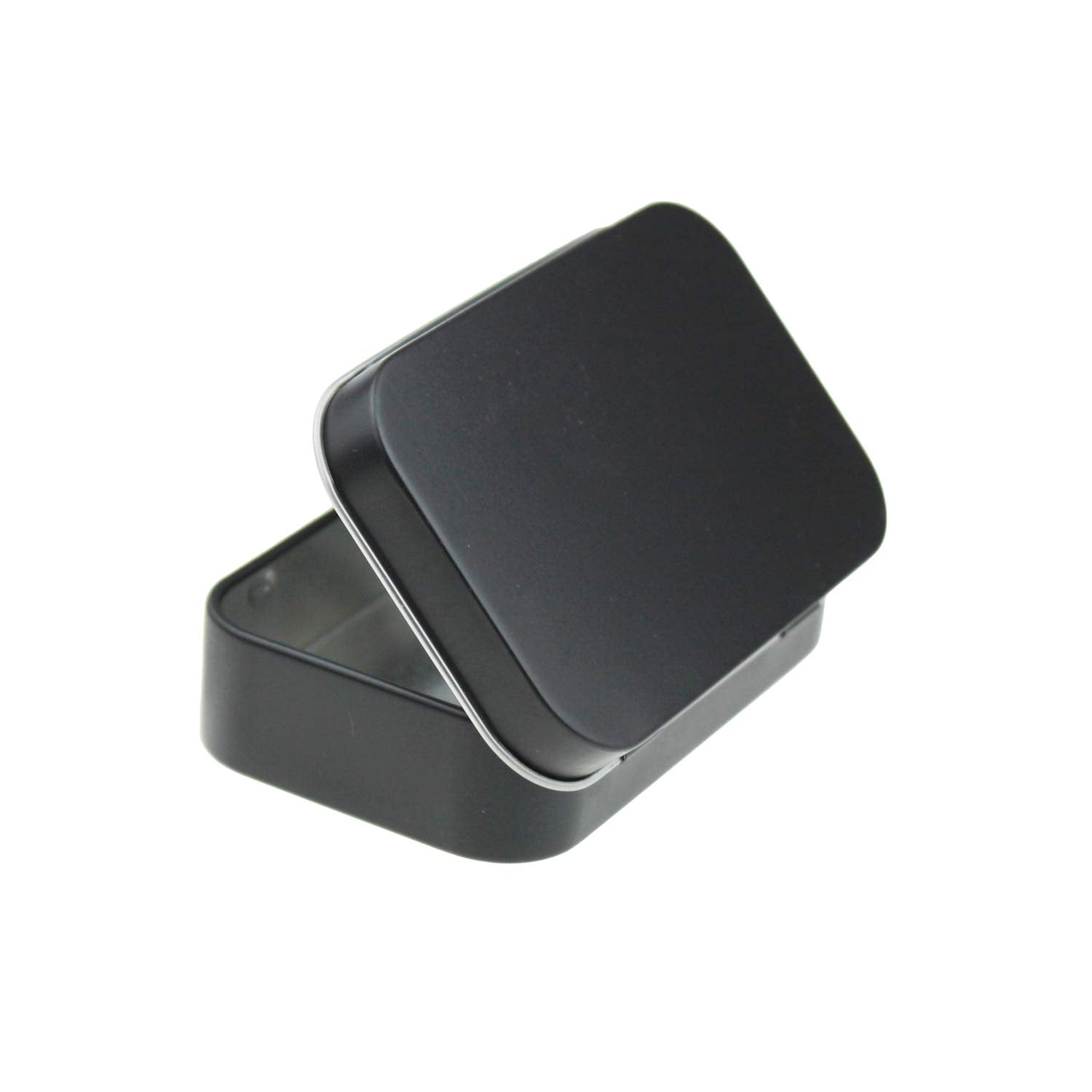 Goodma tin box side view, compact design fits handbags and pockets.