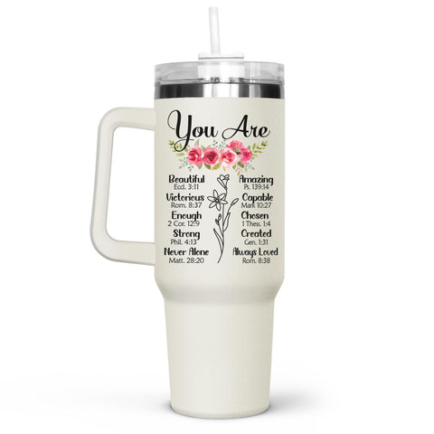 GOOLERY 40oz tumbler with handle in front view for daily use