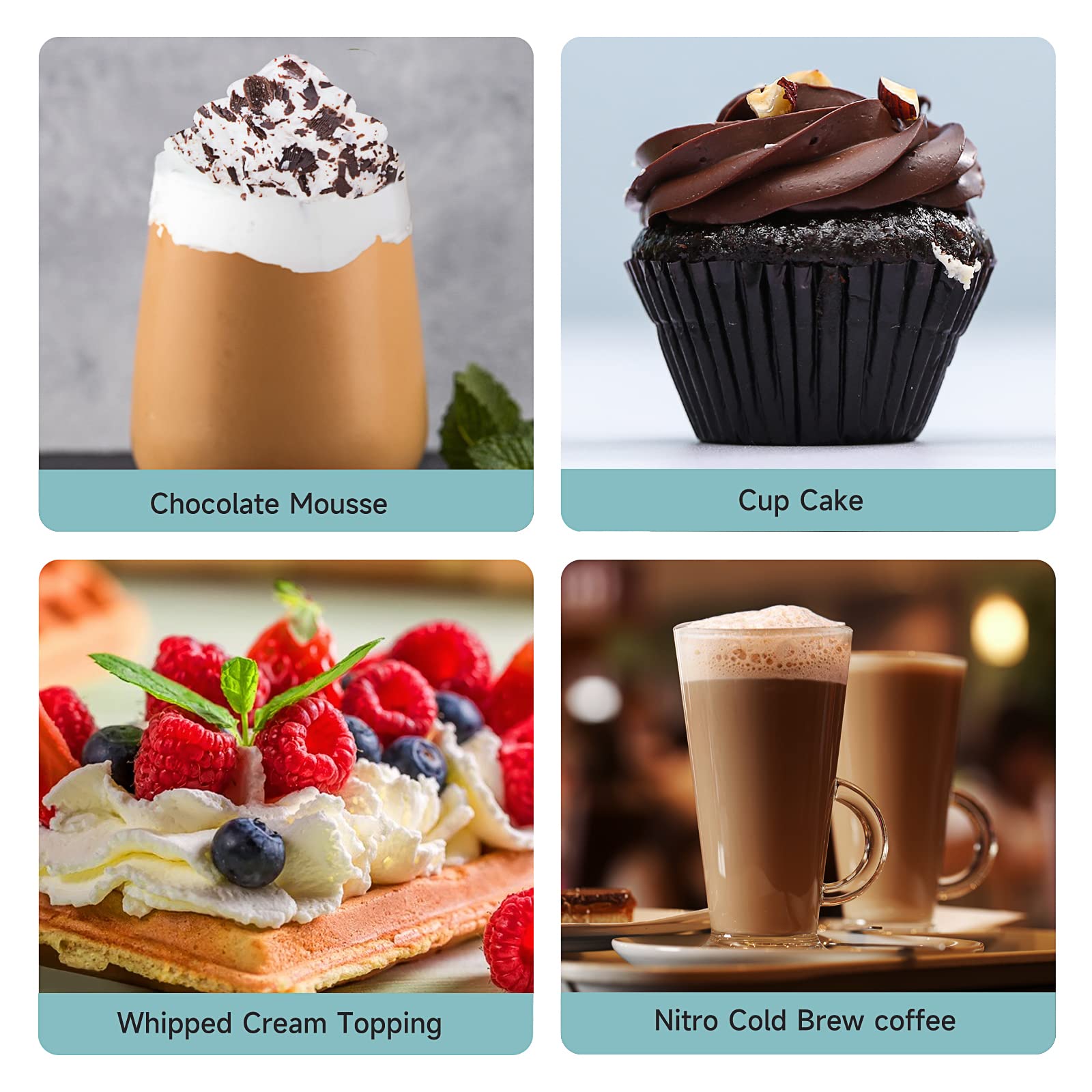 Gootus N2O-friendly design enables fast whipping of toppings.