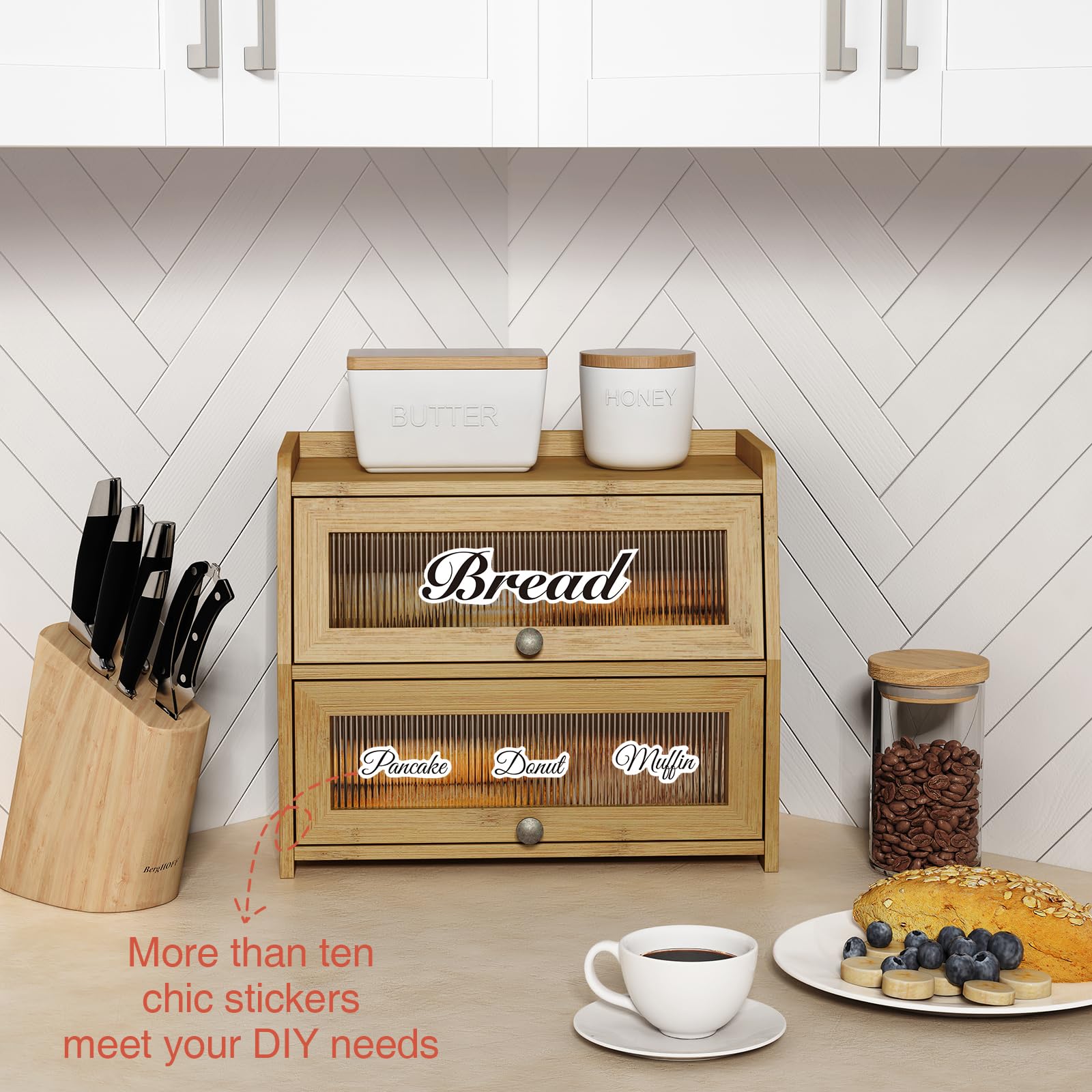 Goozii assembly-ready bamboo bread box with secure hardware