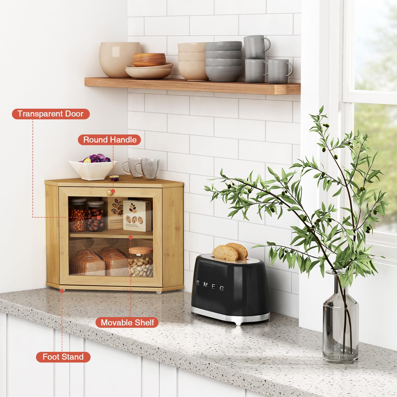 Goozii bamboo storage for coffee, tea, and accessories reduces clutter