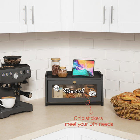 Goozii black bread box clear window to check contents