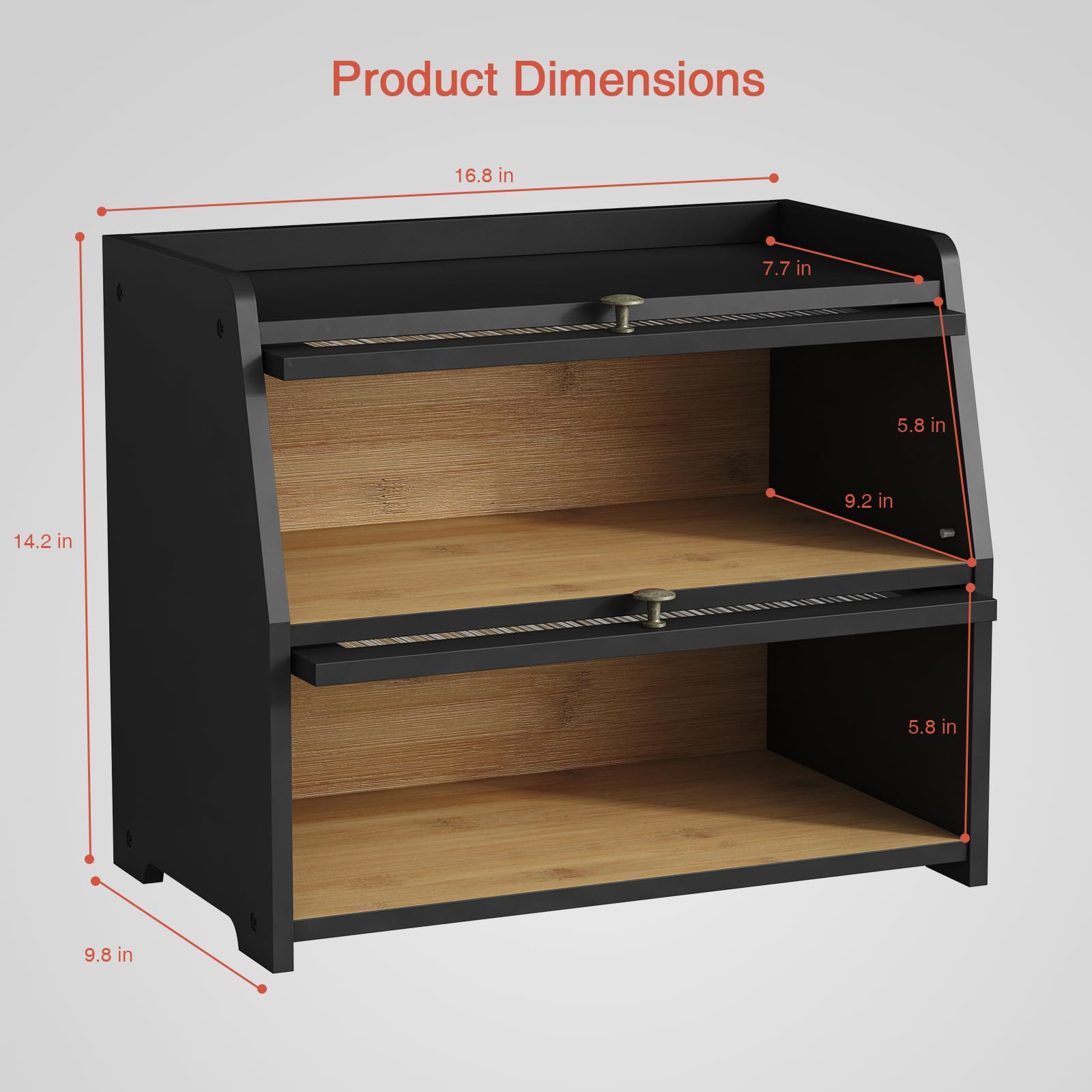 Goozii bread box flat-top surface demonstrating extra storage capacity