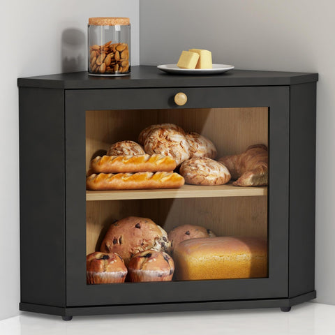 Goozii Corner Bread Box assembly view with included hardware.