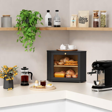 Goozii Corner Bread Box with foot stand protects countertops.
