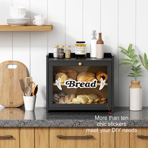 Goozii bread box door with transparent acrylic panel for contents