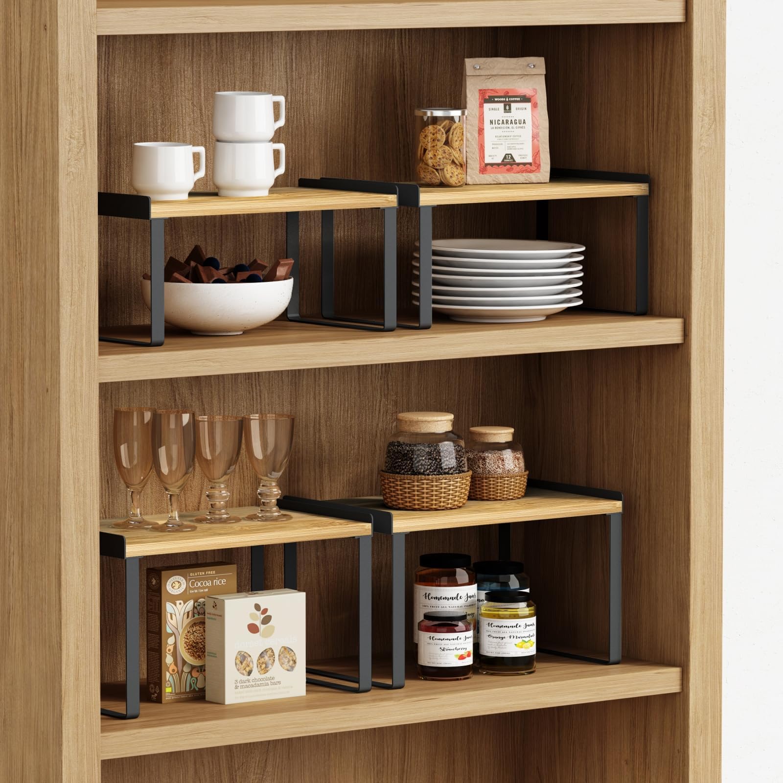 Goozii large-riser with lip supports stable vertical stacking for plates and cups.