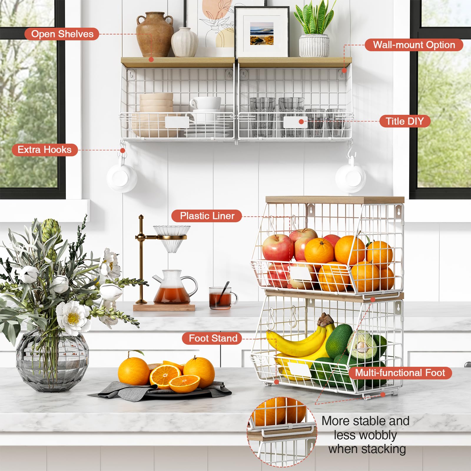 Goozii kitchen organizer suitable for pantry, bathroom, and living areas.