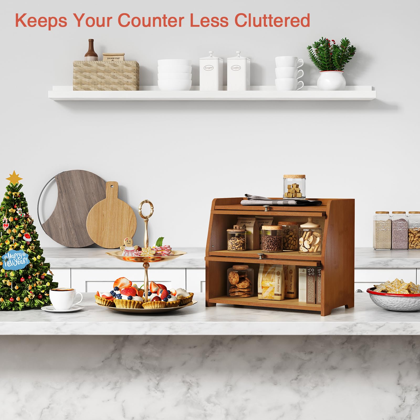 Goozii top shelf provides extra space for spices or small kitchen essentials.