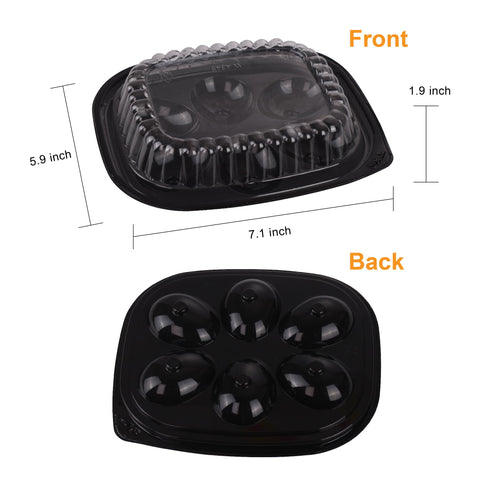 Gorander deviled egg tray with closed lid for secure transport.