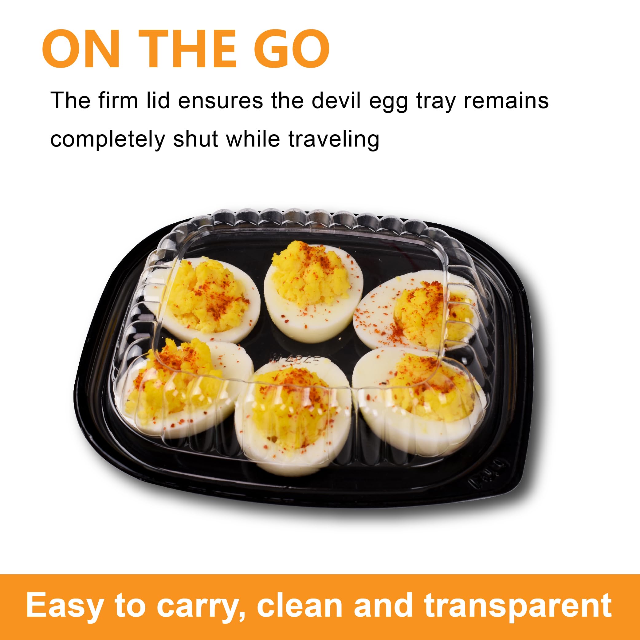 Gorander deviled egg tray slot closeup highlighting sturdy 1.5 inch cavities.