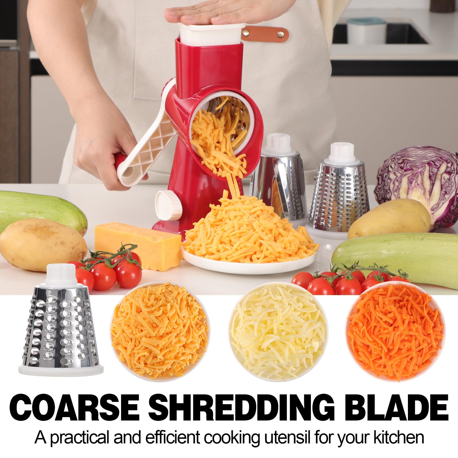 Coarse blade on GORCI grater handles chunky shredding with ease