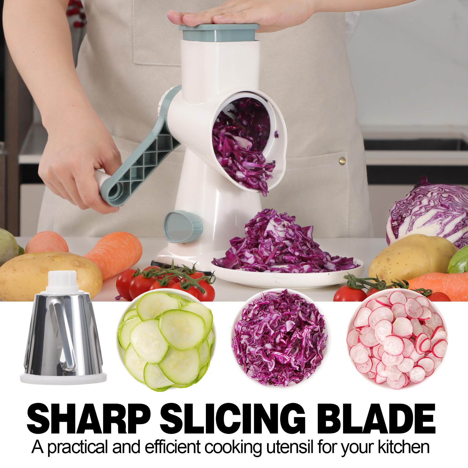 GORCI cheese grater with coarse and fine blades for customizable shredding.