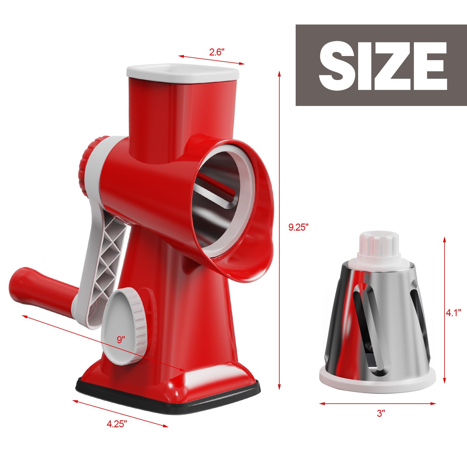 Red design adds a vibrant touch to your kitchen with the GORCI grater