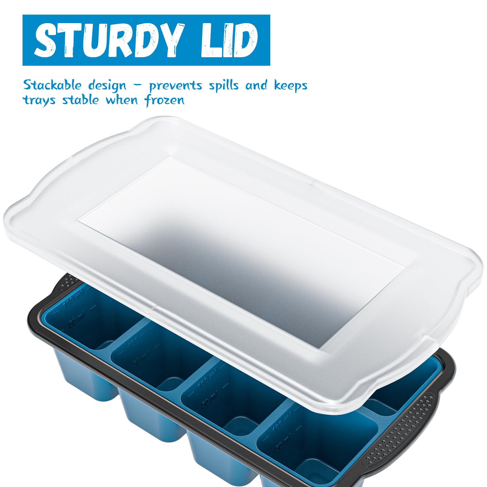 GORCI tray features four sizes with inner markings for precise portions.