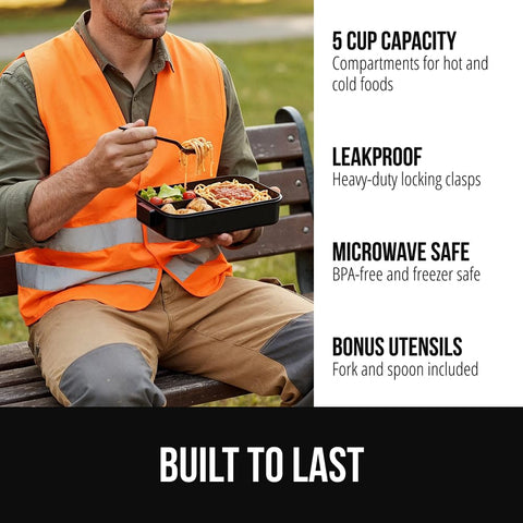 GORILLA GRIP 10-cup bento with top tier keeps hot and cold foods separated.