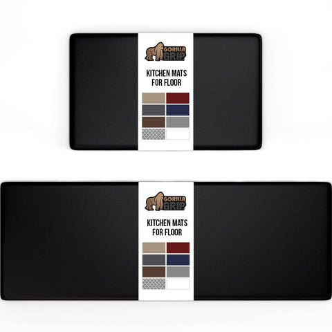 GORILLA GRIP 2-pack kitchen mats 17x29 provide ergonomic support for long cooking sessions.