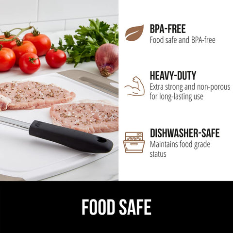 GORILLA GRIP almond boards juice grooves capture liquids during busy kitchen prep.