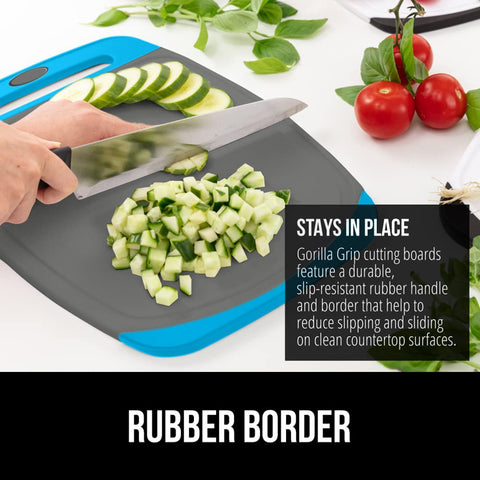 GORILLA GRIP Aqua Gray cutting board small size; compact surface for condiments or garnishes.