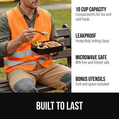 Gorilla Grip 5-cup bento with organized compartments for portions during busy days.