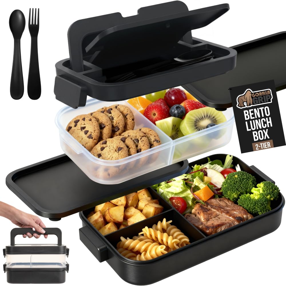 Gorilla Grip 5-cup compact bento box with leakproof lid for daily meals.