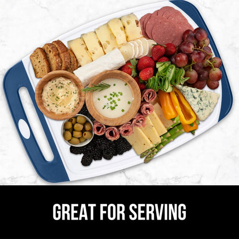 Gorilla Grip blue durable boards suitable as charcuterie platters.