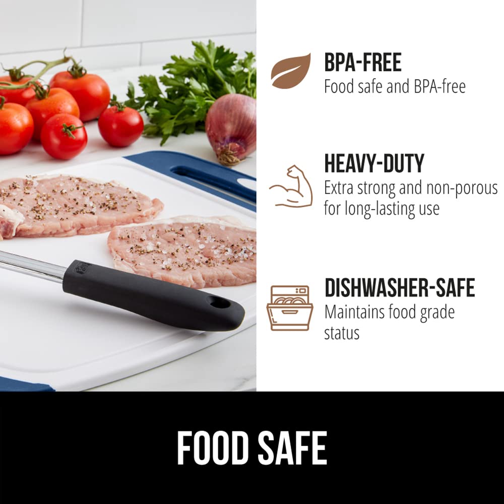 Gorilla Grip blue slip-resistant border for steady chopping.
