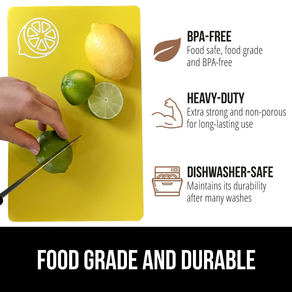 GORILLA GRIP icon-labeled boards for fruit cutting and quick transfers to pans