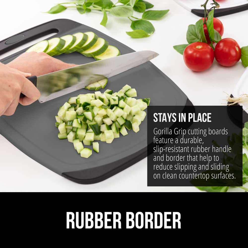 GORILLA GRIP cutting board set 3 with slip-resistant border for stability