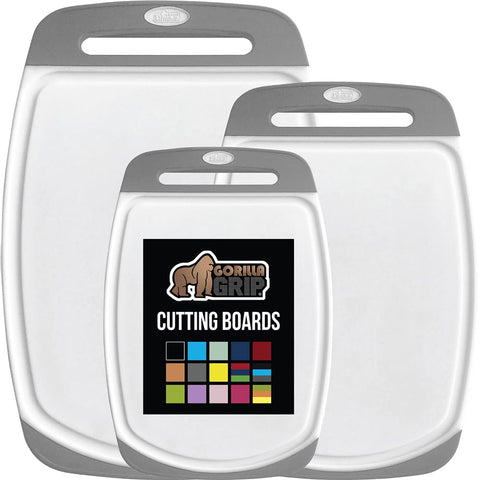 GORILLA GRIP cutting board set gray top view shows sturdy nonporous surface