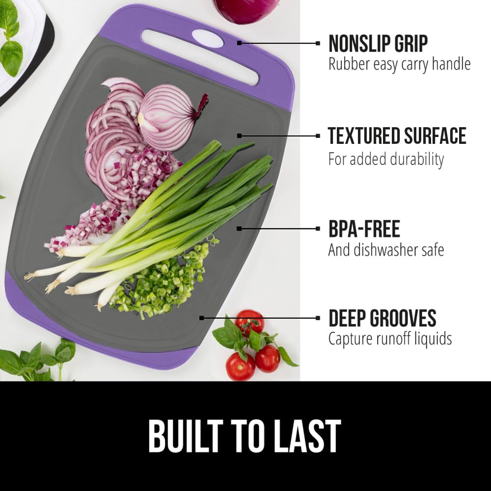 Gorilla Grip cutting boards close-up reveals nonporous surface resisting stains during prep.