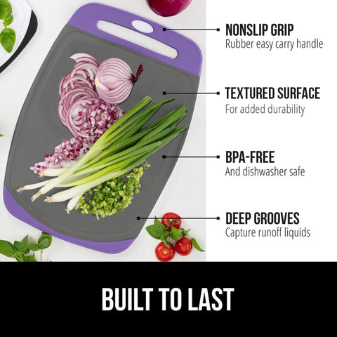 Gorilla Grip cutting boards close-up reveals nonporous surface resisting stains during prep.