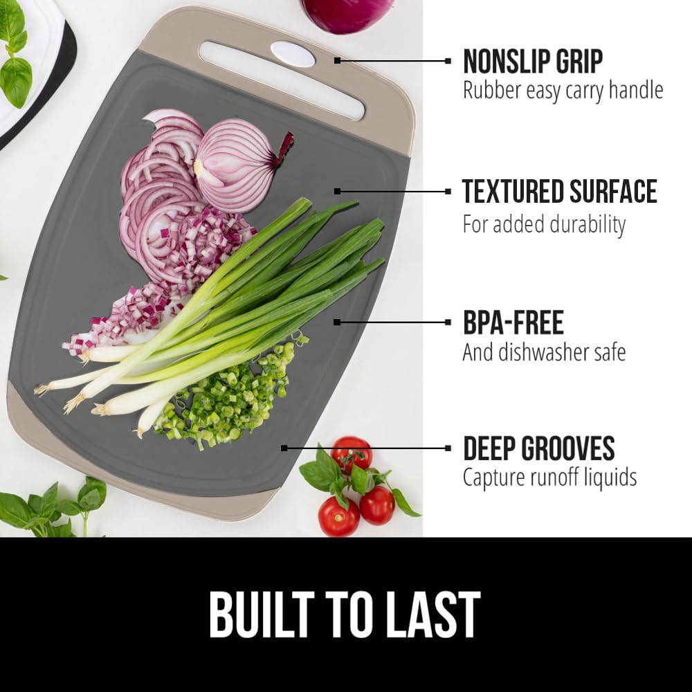 GORILLA GRIP nonporous surface cutting boards resist stains and odors.