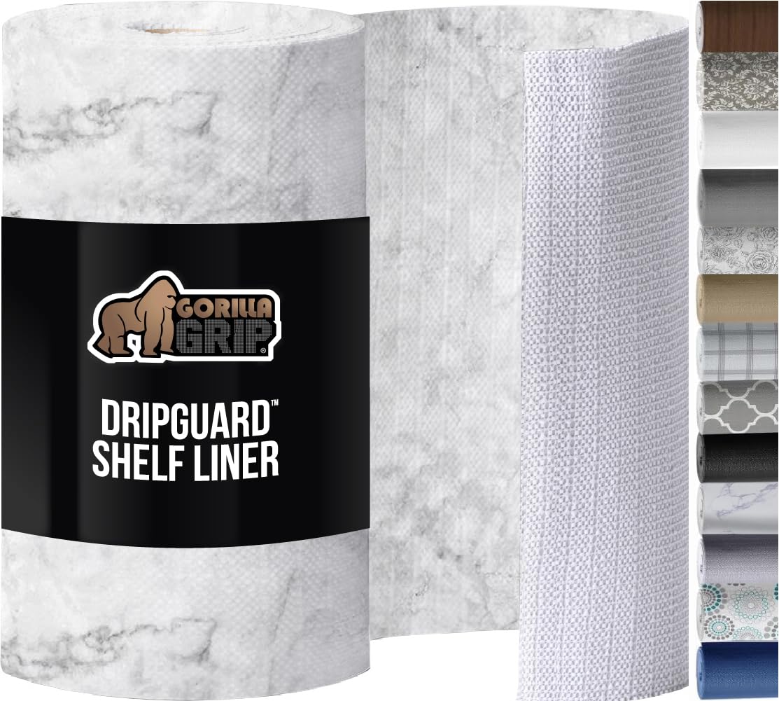 GORILLA GRIP DripGuard marble shelf liner, top view highlighting texture for grip.
