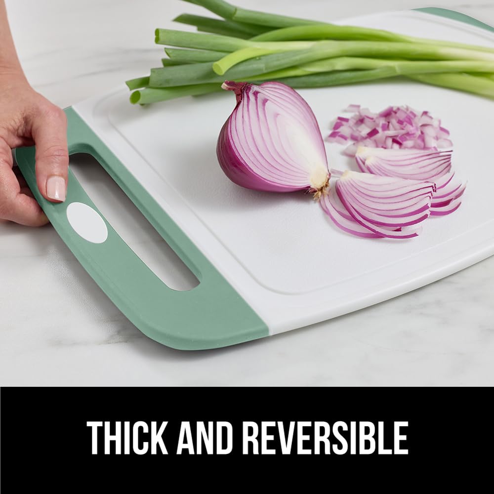 Gorilla Grip large cutting board provides ample space for big prep tasks.