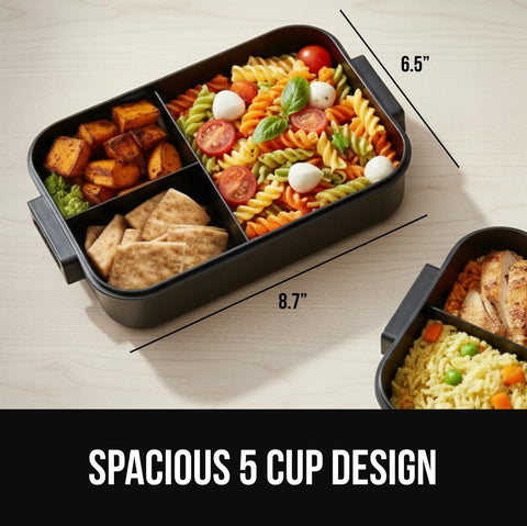 GORILLA GRIP microwave-safe bento box for quick reh eats at work or school.