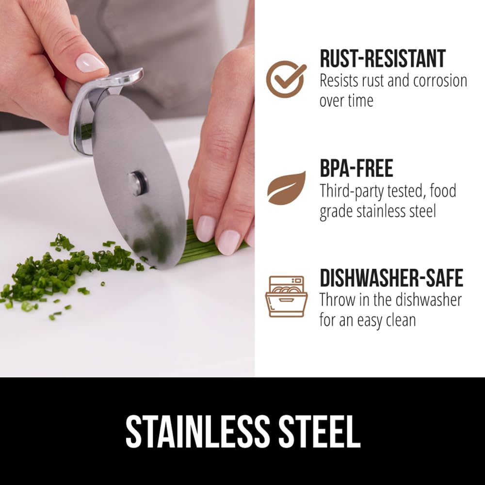 GORILLA GRIP dishwasher-safe pizza cutter being cleaned