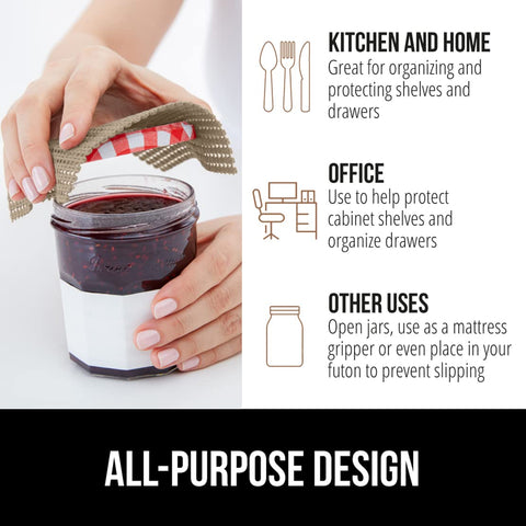 Beige powerGRIP liner used in kitchen and bathroom storage spaces