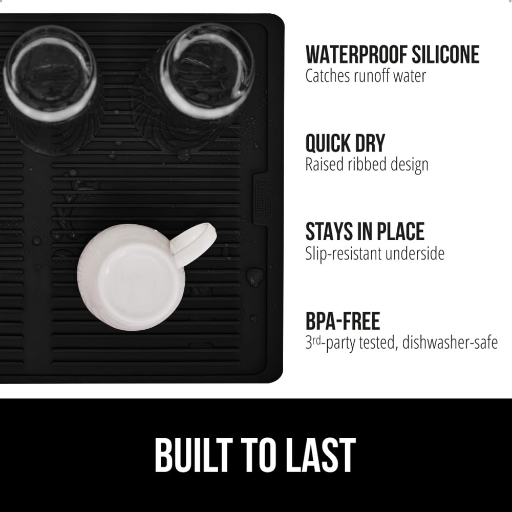 Gorilla Grip raised-edges mat catches water to keep counters dry.